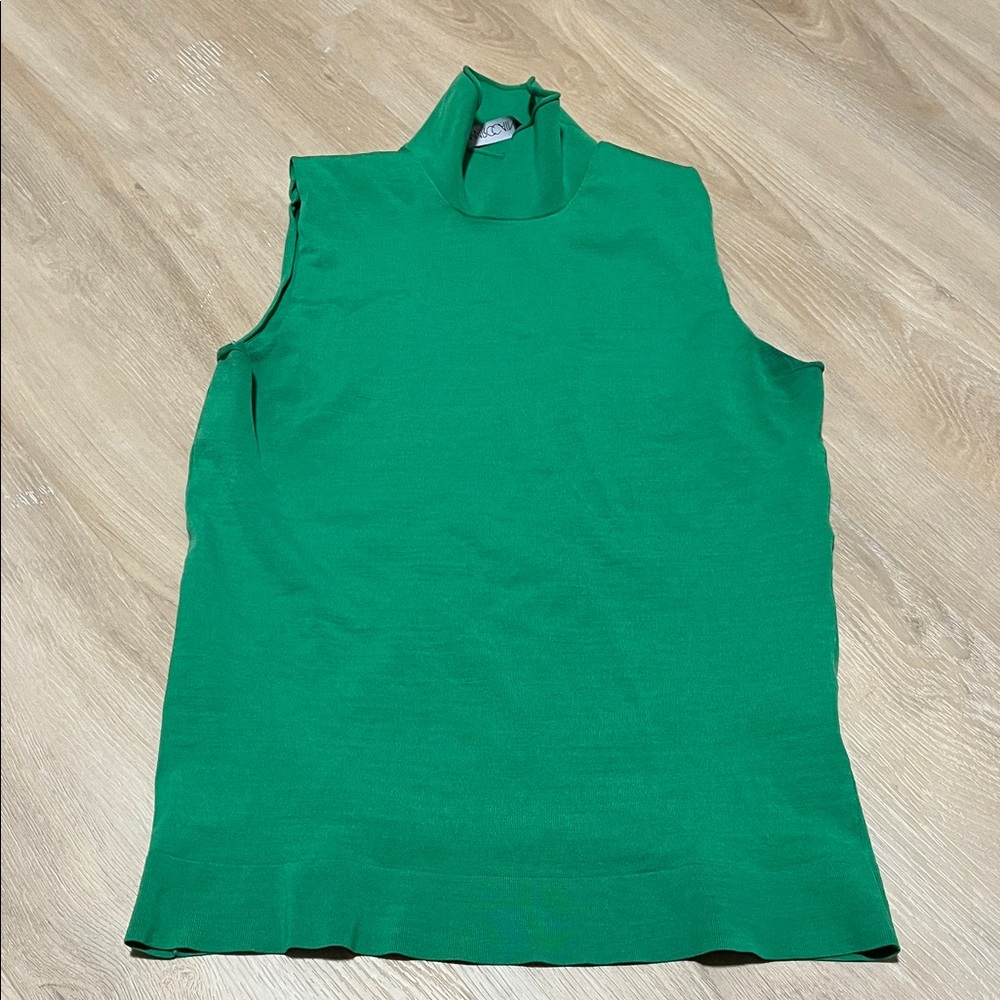 Marc Cain Green Mockneck Sleeveless Top Silk 558
